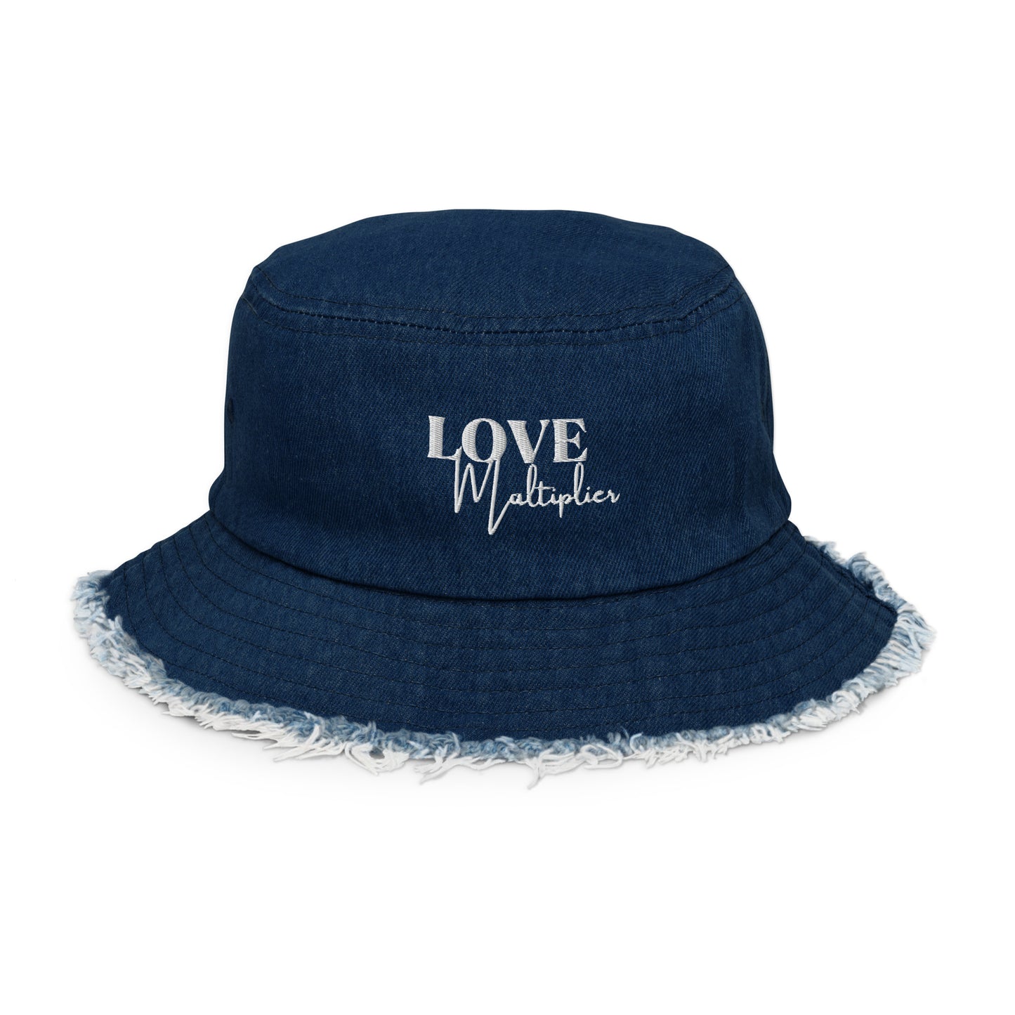 Love Distressed Denim Bucket Hat