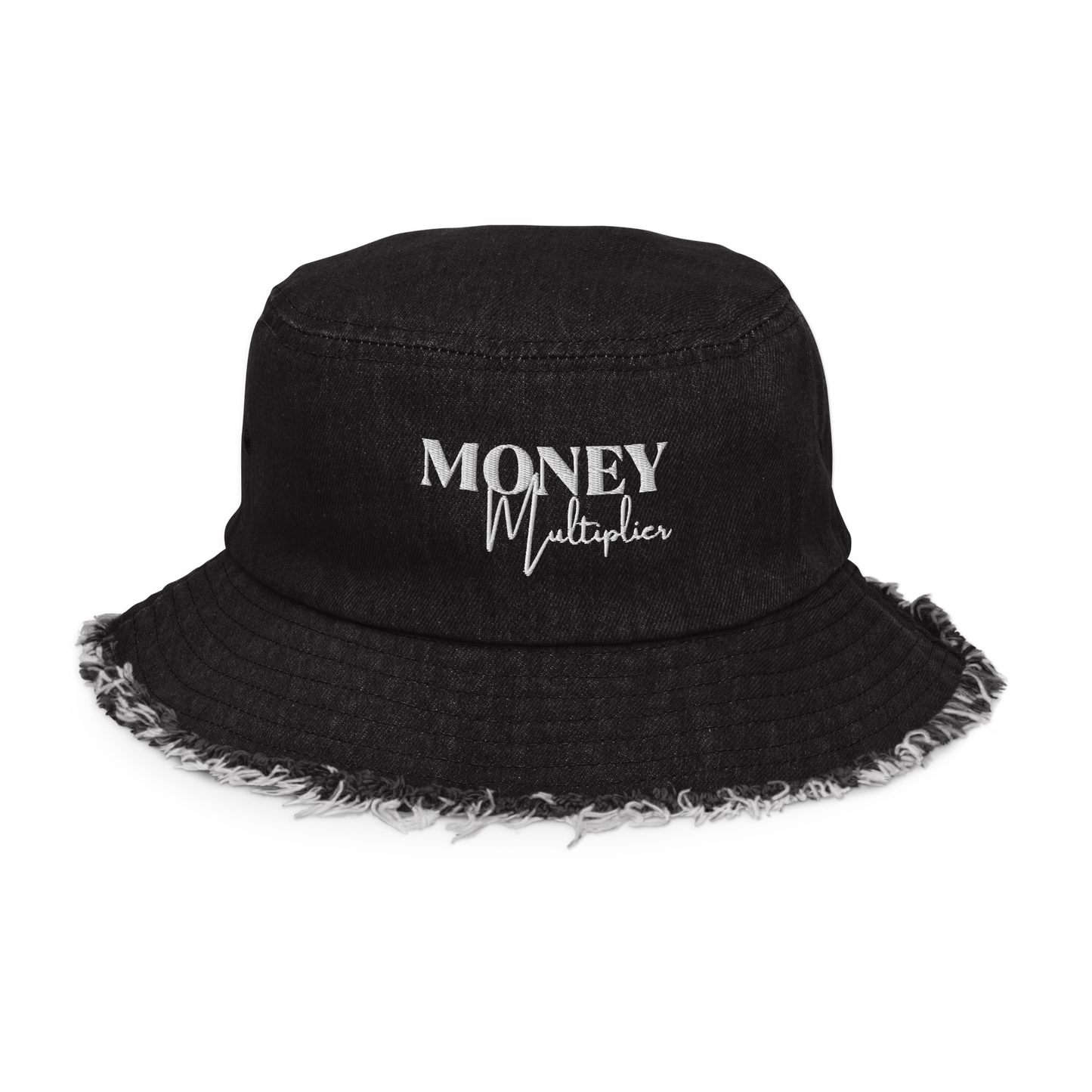 Money Distressed Denim Bucket Hat