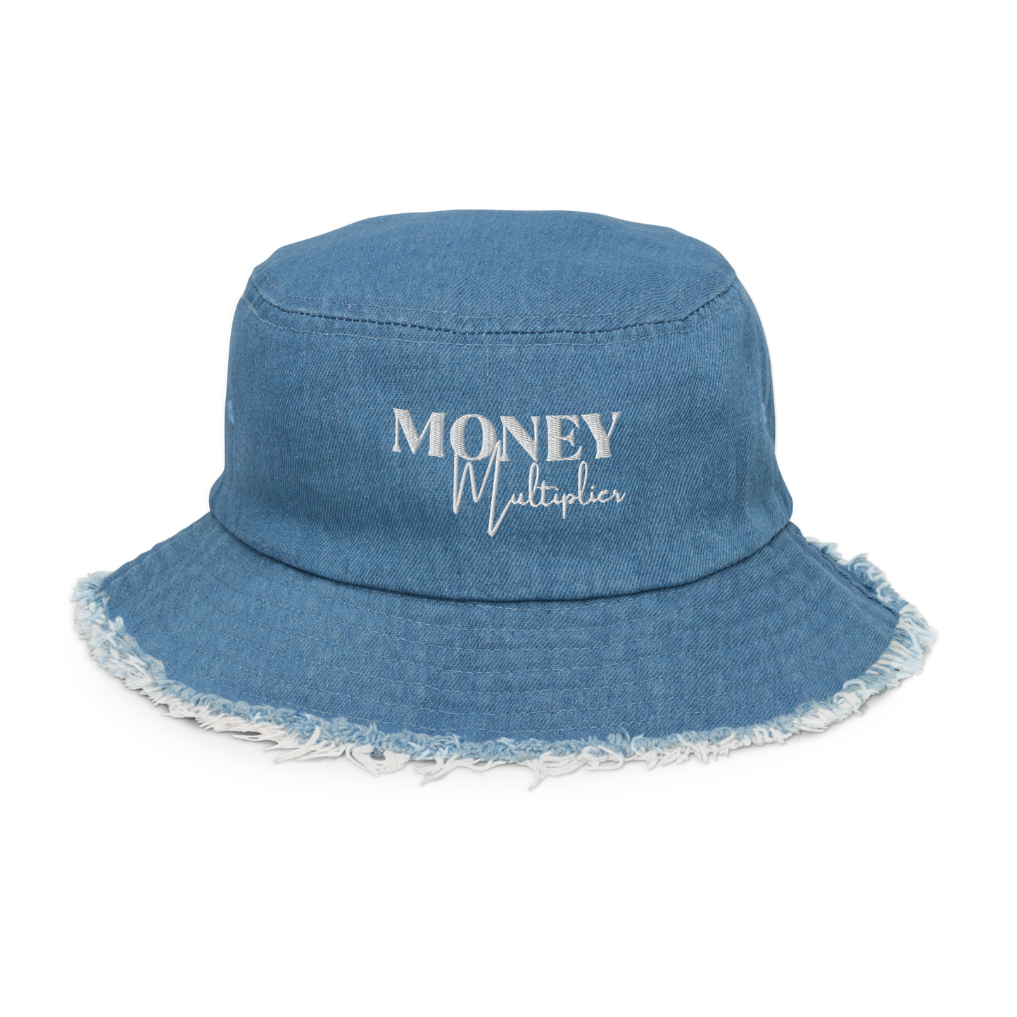 Money Distressed Denim Bucket Hat