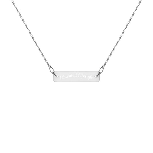 'Liberated Lifestyle' - Engraved Silver Bar Chain Necklace